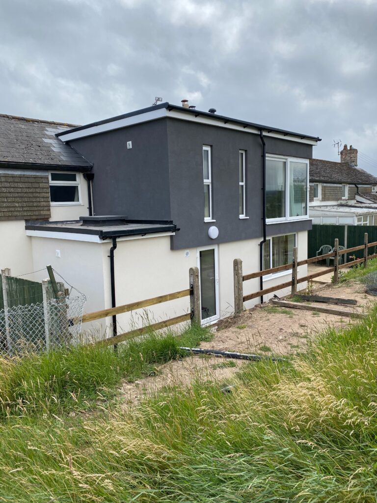 Grey and white house extension